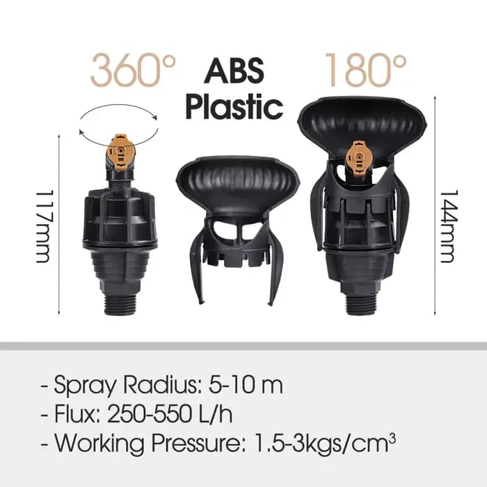 1 pièces extérieur 1/2 "" 360 ° Arroseur automatique rotatif noir, buse d'irrigation d'eau pour ja