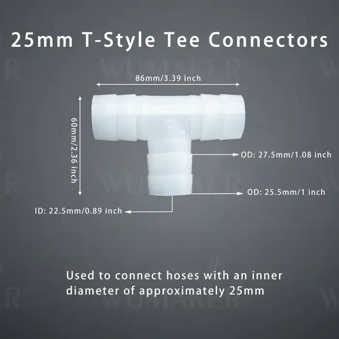 Connecteurs en T de Style T, raccord de tuyau en forme de T, Joint de tube en plastique à 3 voies, s