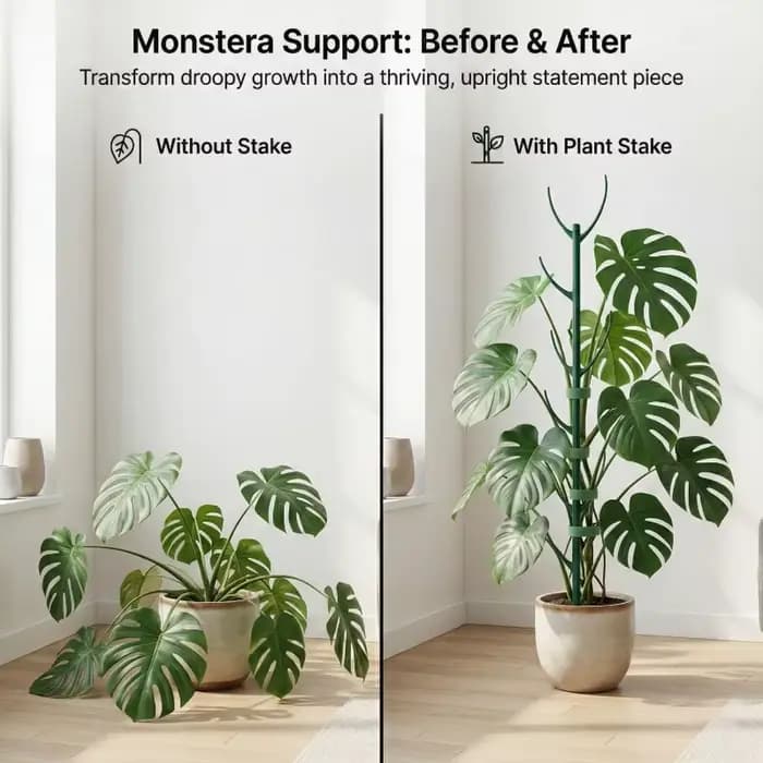 Supports pour plantes Monstera, 5 cadres de support et 1 rouleau de velcro, piquets de jardin conçus