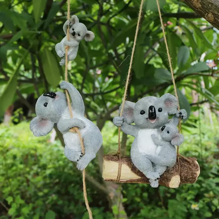 Figurine d'ours Koala en résine, 1 pièce, Adorable balançoire, parfaite pour la décoration de jardin