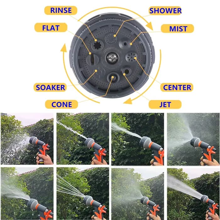 Pistolet à eau en mousse de jardin, 8 Modes, haute pression, pour lavage de voiture, buse d'arrosage