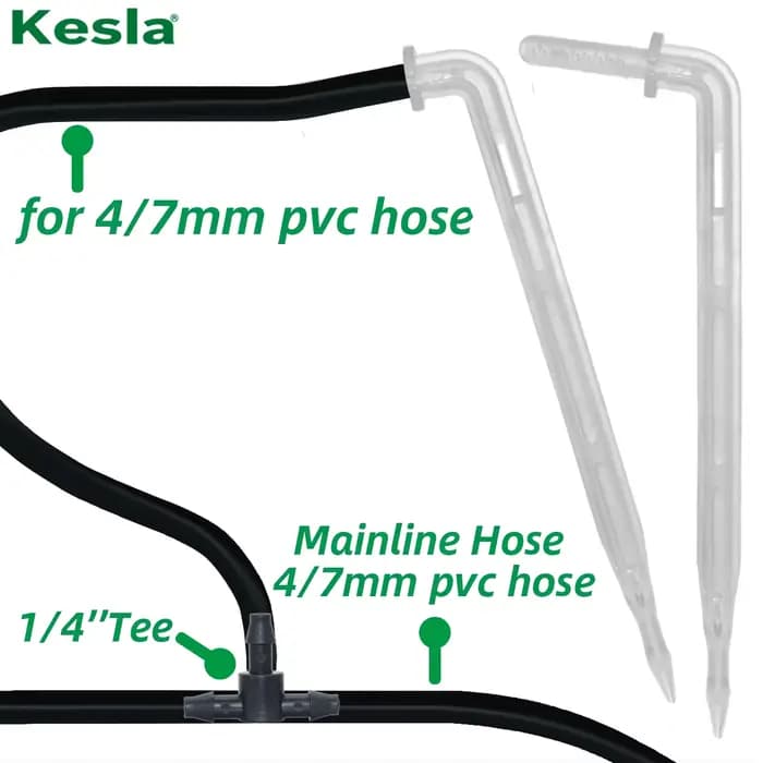 KESLA 50x jardin 4/7mm tuyau Transparent courbure flèche goutteur 1/4 ''émetteur goutte à goutte éco