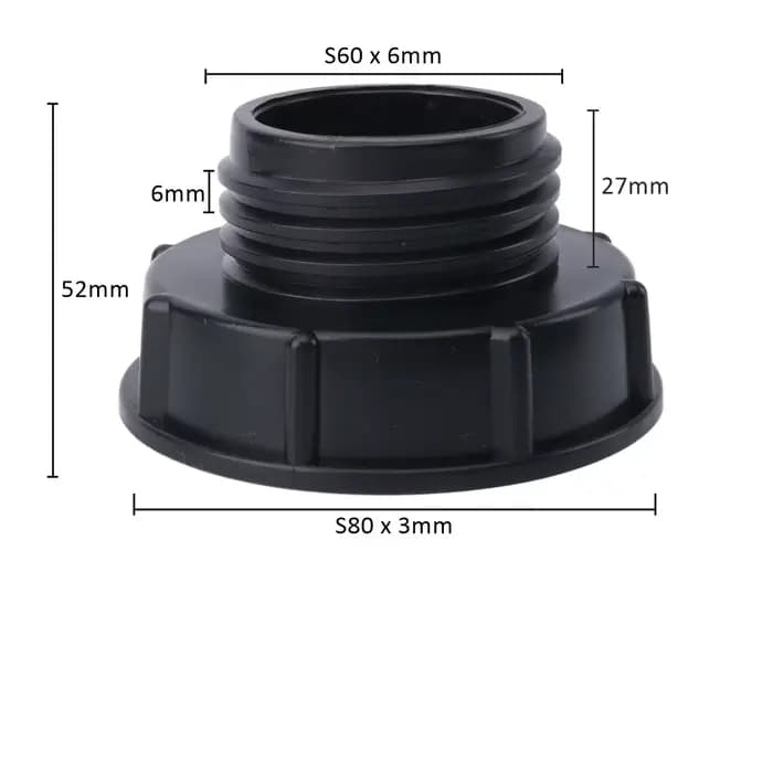 Adaptateur de réservoir IBC de 1000 litres, S60 x 1/2 "3/4' 1" 1.5 2 "S100, connecteur fileté, Joint