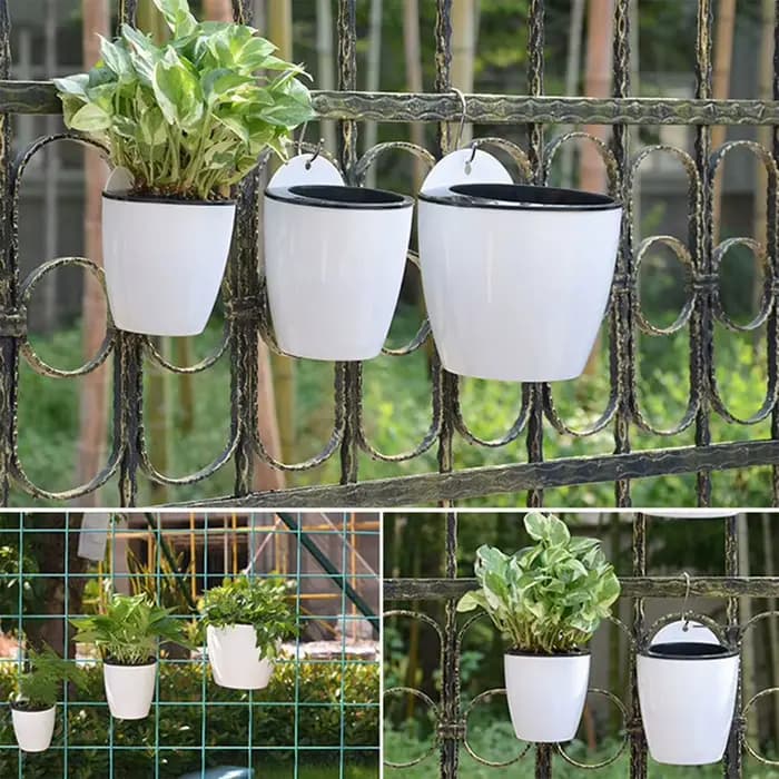 Pot de fleurs mural automatique absorbant l'eau, Pot de fleurs en plastique, aneth vert succulent, p
