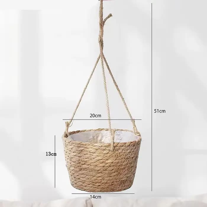 Support de pot de fleurs suspendu en rotin pour plantes d'intérieur et d'extérieur, jardin, patio, v