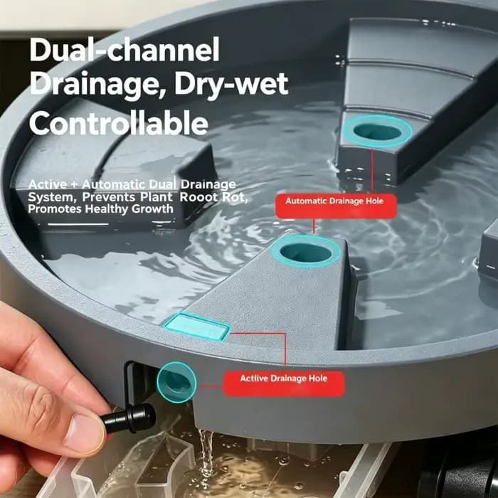 Plateau Pot plante en plastique épais avec roues rotatives à 360 degrés pour déplacement Drainage fa