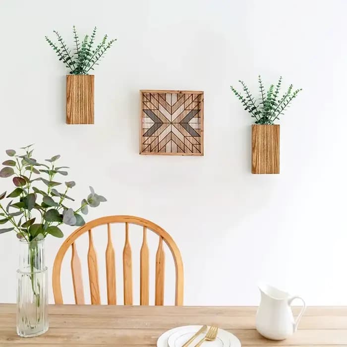 Jardinière murale en bois pour légumes et fleurs séchées, Vase suspendu en bois d'intérieur, décorat