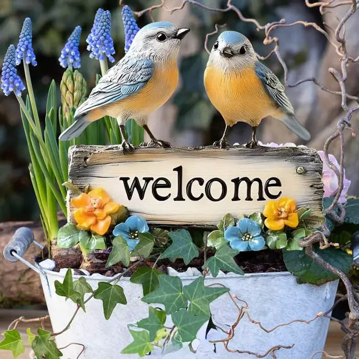 Panneau de bienvenue pour oiseaux, décoration de cour en PVC, piquet de cour, ornement de jardin pou