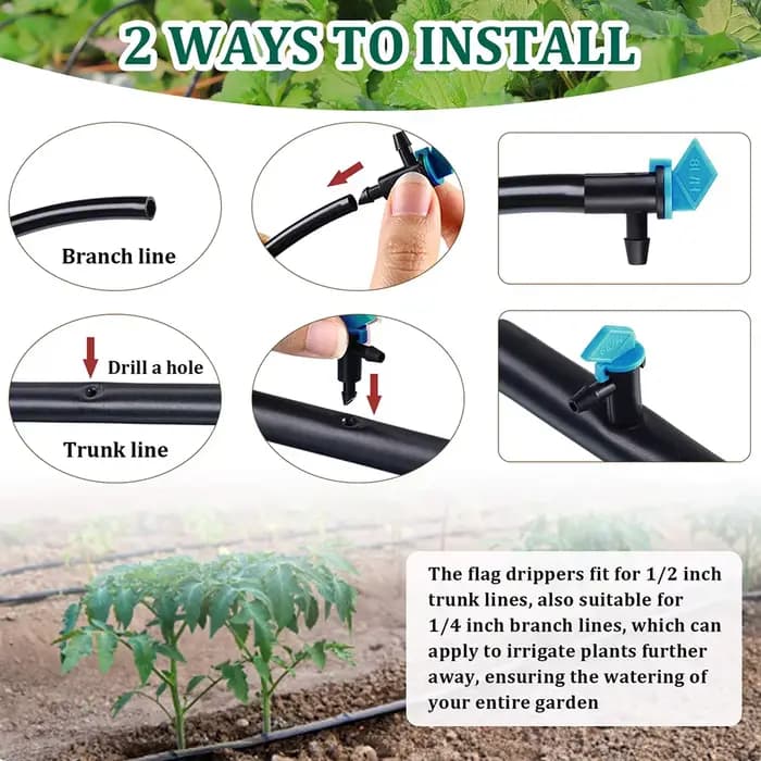 Emmetteur d'égouttage d'irrigation, 20 pièces, drapeau de jardin, goutteur d'arrosage pour arbres et