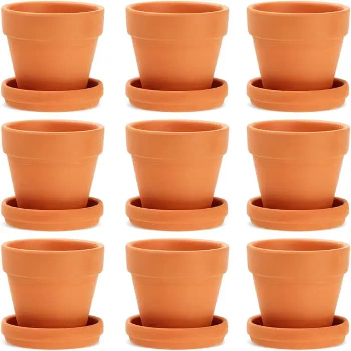 Paquet de 9 petits Pots en terre cuite de 3 pouces avec soucoupes pour plantes succulentes, jardiniè