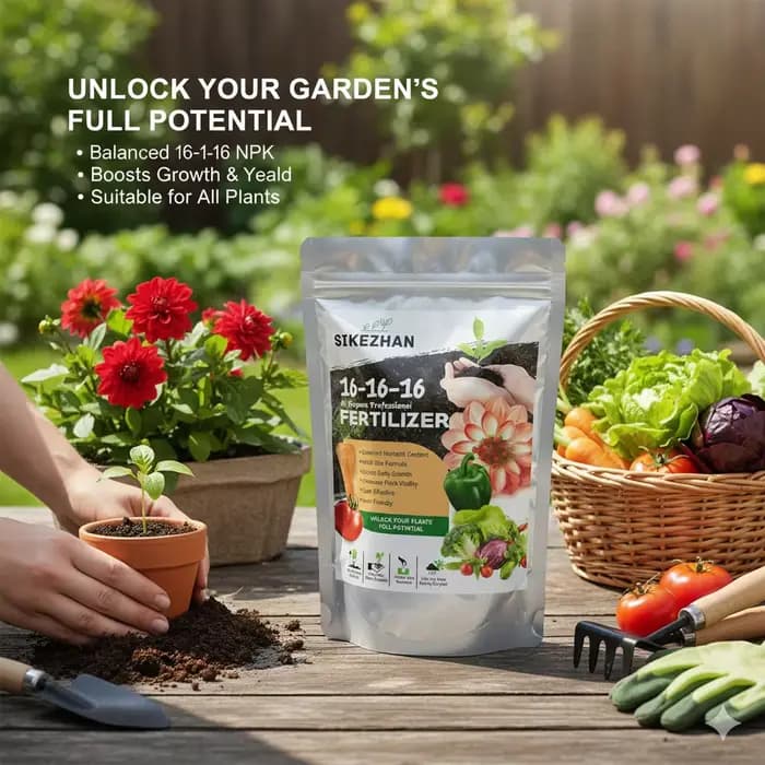 Engrais polyvalent NPK 16-16-16, alimentation végétale équilibrée pour légumes, fleurs, pelouses et