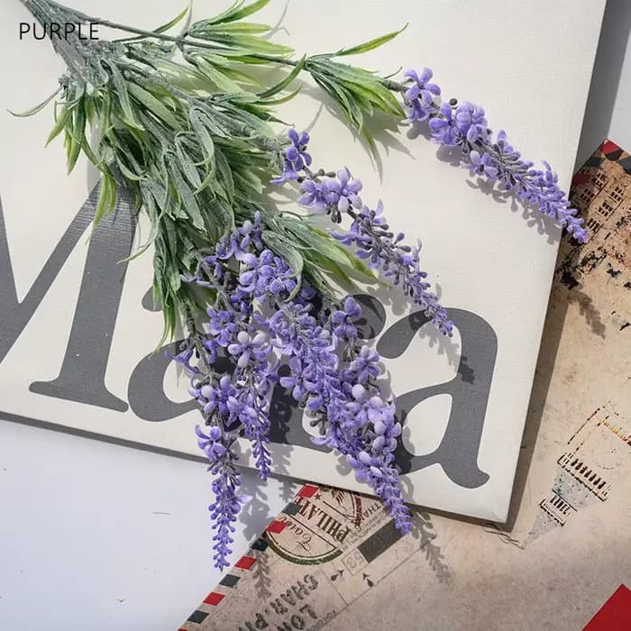 Bouquet de fleurs artificielles en plastique lavande, fausses plantes, Arrangement Floral de mariage