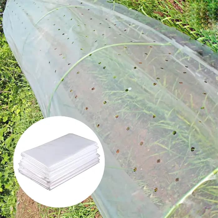 Film perforé transparent pour plantes de jardin et fleurs, housse de protection, serre respirante, c