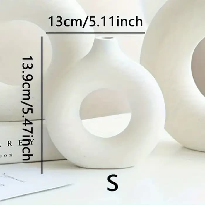 1pc, Vases de Vase en céramique blanc/Beige pour la décoration, Vase de décoration moderne pour la m