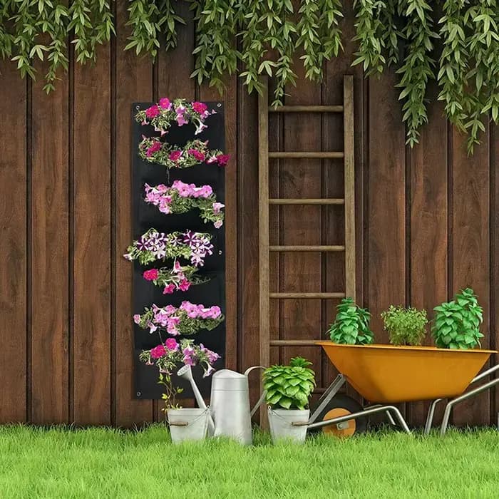 Sac de plantation de culture verticale à 7 poches, tissu feutré suspendu au mur, Pot de jardin extér