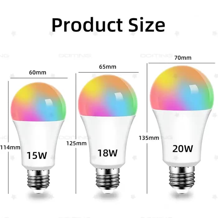 Ampoule intelligente WiFi E27 à intensité variable, RGBCW, lumière LED colorée 220V, application rég