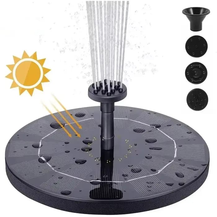 Pompe de fontaine solaire, panneau solaire flottant, pour bains d'oiseaux, fontaine d'eau avec 4 bus