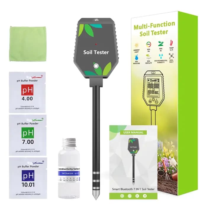 Ph-mètre de sol professionnel 8 en 1, testeur de sel de fertilité EC, moniteur intelligent Bluetooth