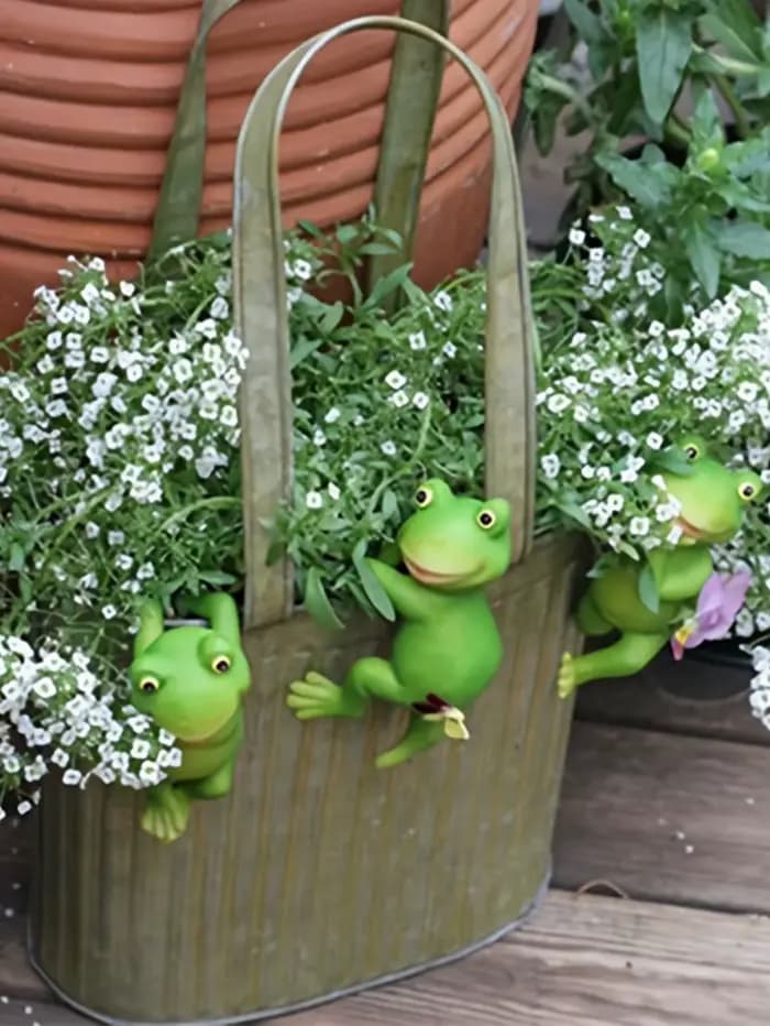 Bonsaï d'art de jardin, 3 pièces, ornements décoratifs créatifs, dessin animé animal grenouille, pot