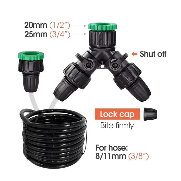 Connecteur de tuyau d'arrosage 3/8 "avec capuchon de verrouillage, Joint barbelé de 8/11 à 4/7mm, ex
