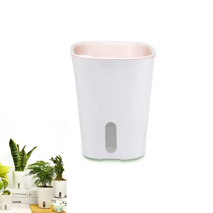 Jardinière auto-arrosante 23 cm, pot de fleurs en plastique blanc, jardinière d'intérieur, système d