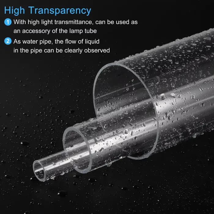 Tuyau acrylique rigide Transparent de 305mm de longueur, 2 pièces, 6mm ID x 8mm OD, tuyau d'eau Tran
