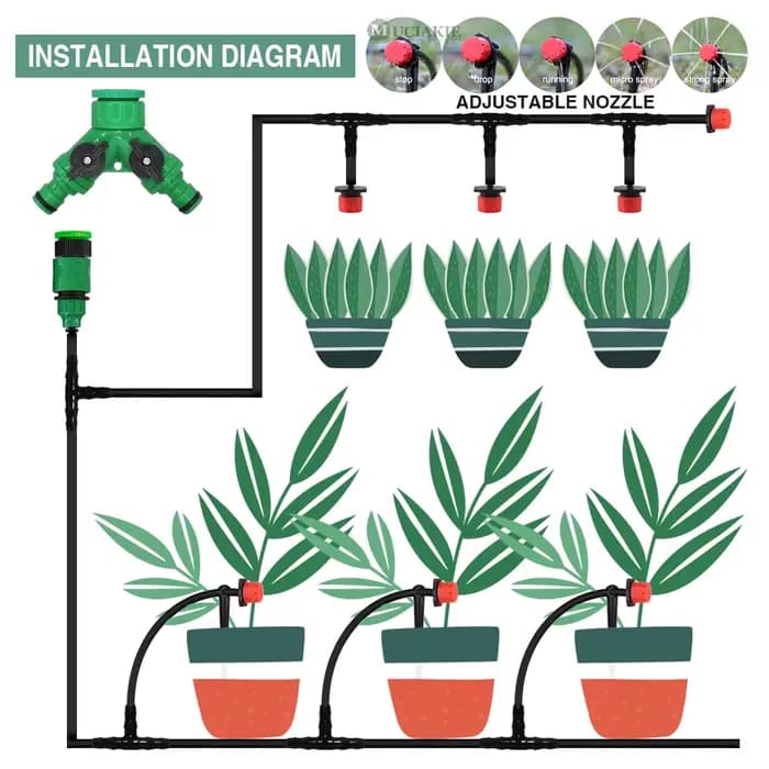 Kit d'arrosage automatique pour jardin et serre, goutteurs réglables, système d'irrigation goutte à