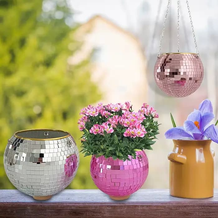 Nouveau Boule Disco suspendue Pot de fleur plantes d'intérieur Style bohème jardinière de fleurs Pot
