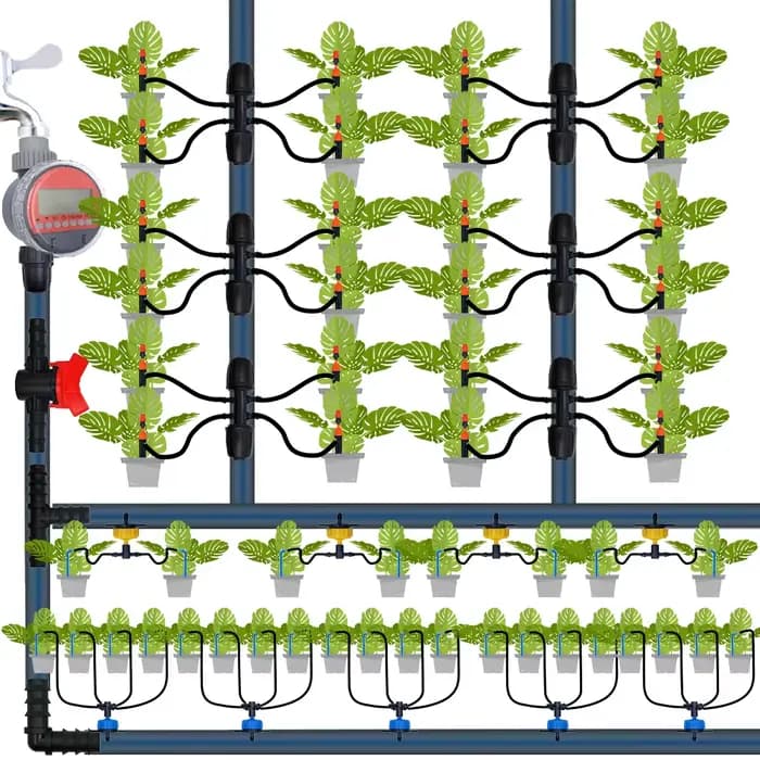 Kit de raccords d'irrigation goutte à goutte 1/2 ", 34 pièces, bouchon coudé en T droit pour tube de