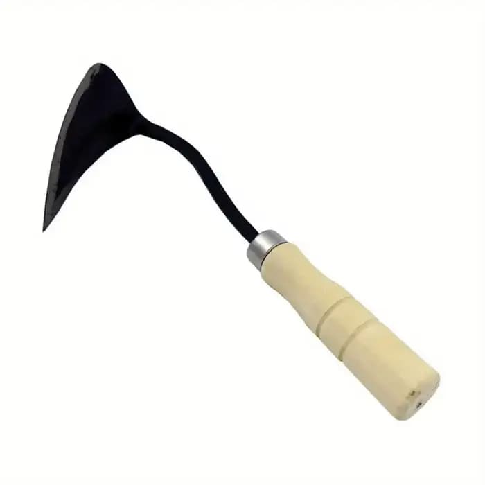 1pc, Wooden Handle Crooked Hoe, Multifunctional Garden Digger, Metal & Wooden Garden Tool, Seedling