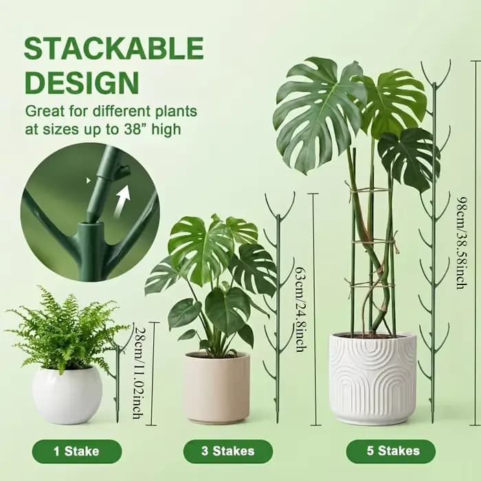 Supports pour plantes Monstera, 5 cadres de support et 1 rouleau de velcro, piquets de jardin conçus