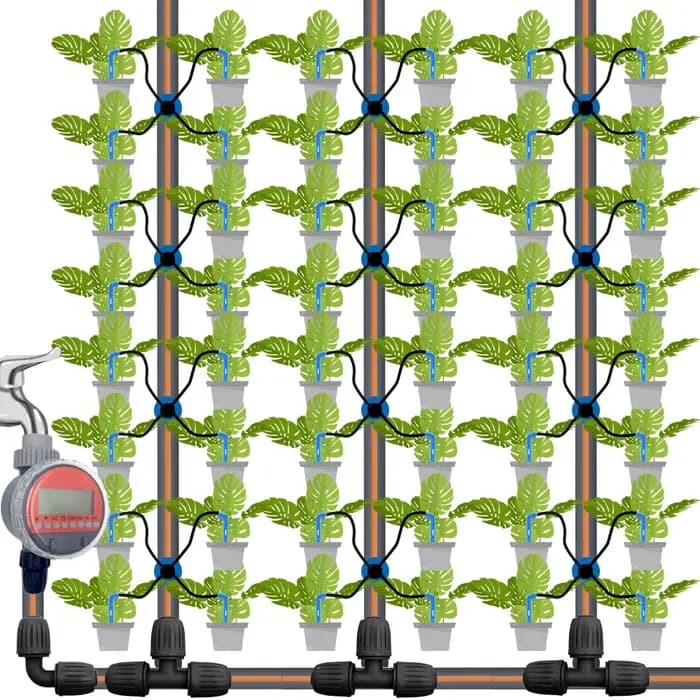 Système d'irrigation goutte-à-goutte, 40m/20m, 4 voies, 8L, flèche, transmetteur, 10/20 ensembles