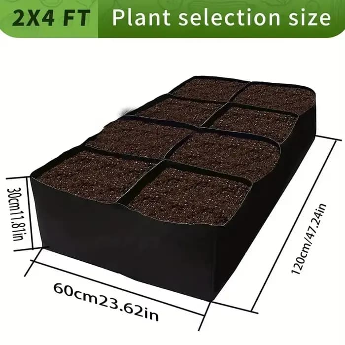 Sac de plantation rectangulaire de 128 gallons, lit de semis à huit compartiments