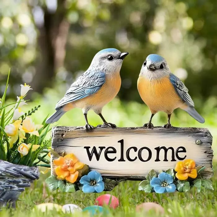 Panneau de bienvenue pour oiseaux, décoration de cour en PVC, piquet de cour, ornement de jardin pou