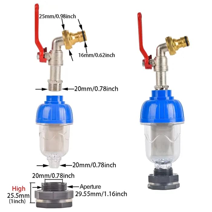 Filtre d'arrosage de 1/2 pouces pour adaptateur de robinet de réservoir IBC S60 tonnes Joint de bari