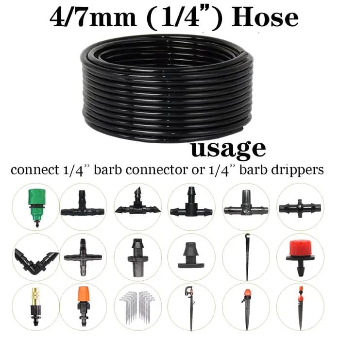 Tuyau d'arrosage de jardin en PVC, 5-10m, 4/7mm, système de micro d'argile avec 8 trous, goutteurs,