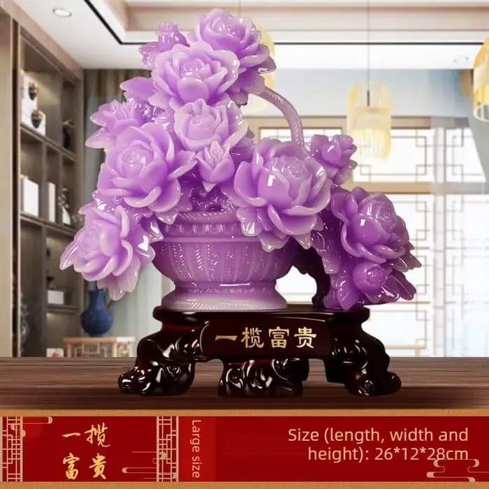 Pot de fleurs violet en résine, ornement artisanal pour la décoration de la maison, cadeau de pendai