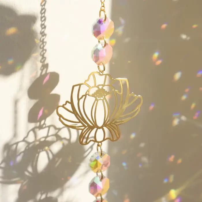 Attrape-soleil en cristal Lotus, cristaux suspendus, vitrail, décoration extérieure, fabricant d'arc