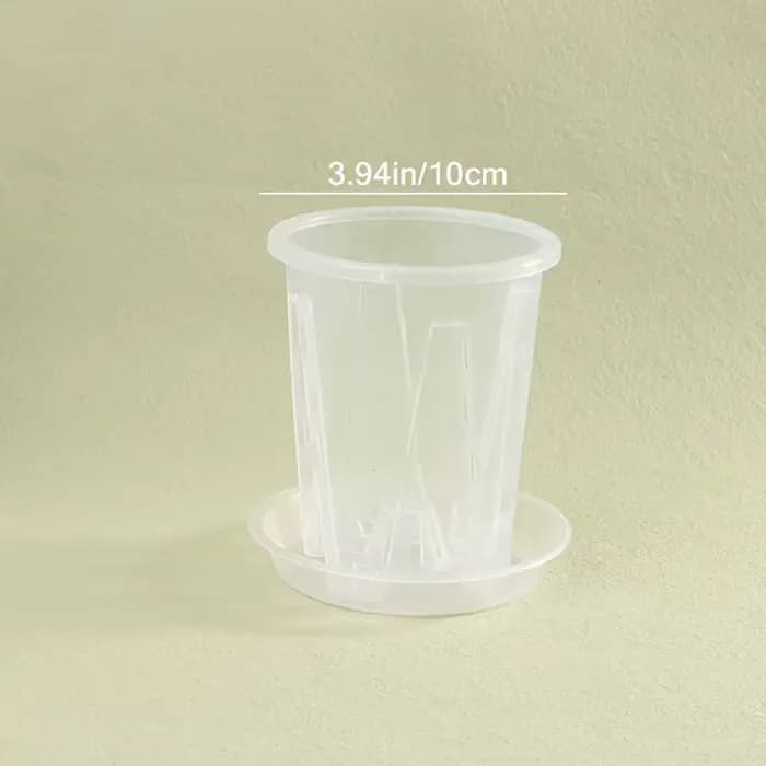 Pot de fleur Transparent avec contrôle des racines, avec plateau, pour plantation d'orchidées Phalae