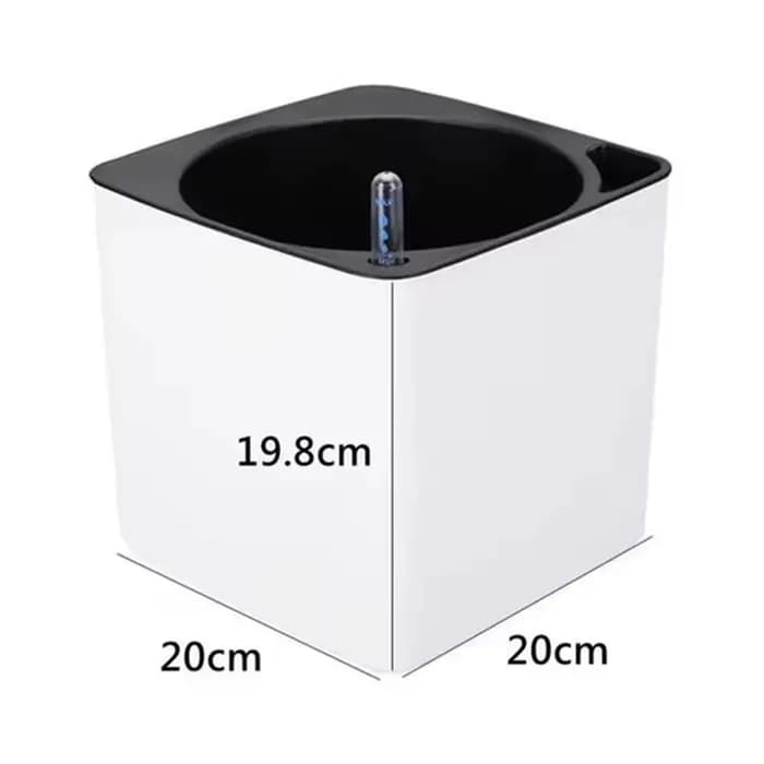Jardinière à arrosage automatique, Pot de fleur blanc avec indicateur de niveau d'eau, jardinière à