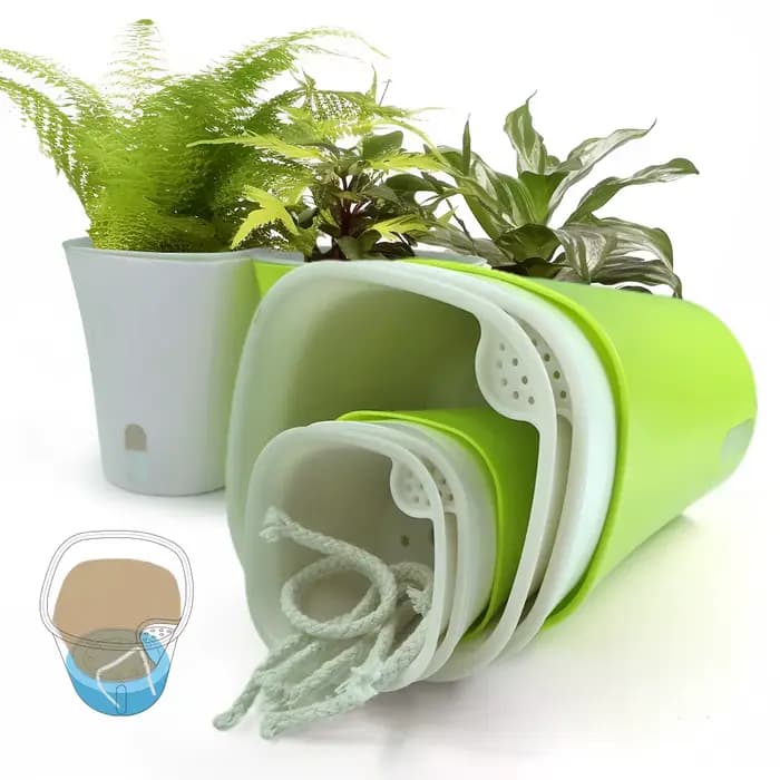 Pot de fleur d'arrosage automatique, récipient en plastique Lauren avec trou de proximité, pots de p