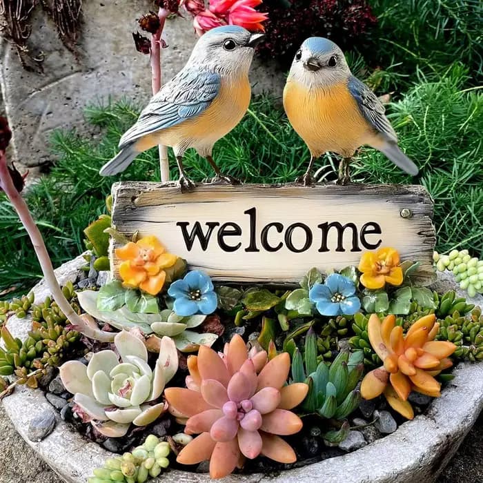 Panneau de bienvenue pour oiseaux, décoration de cour en PVC, piquet de cour, ornement de jardin pou