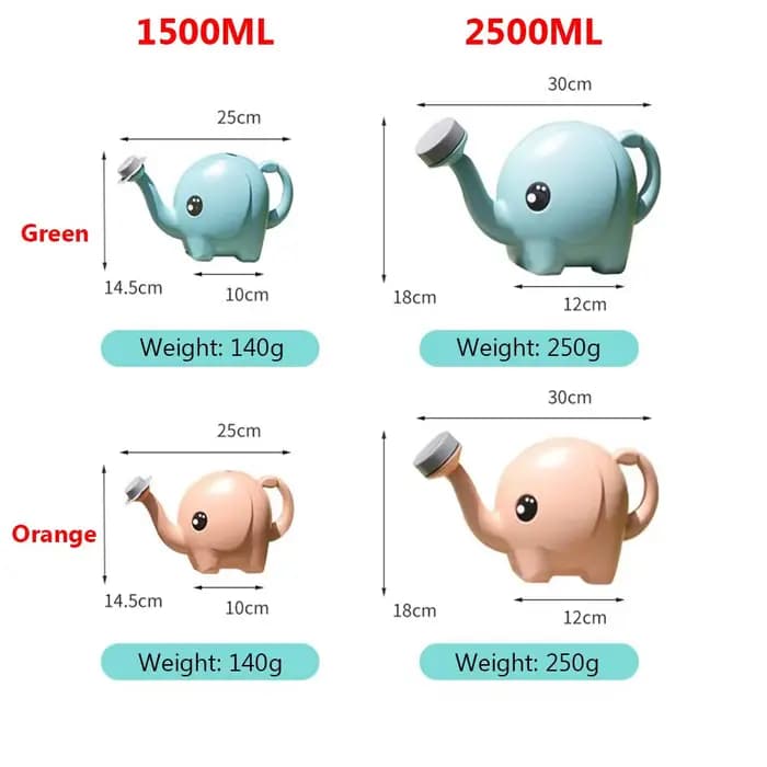 Arrosoir en plastique en forme d'éléphant pour enfants, d'argile de jardinage de pelouse, pot de des