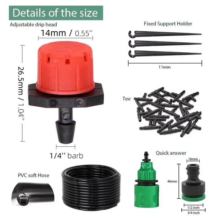 Kit d'arrosage automatique pour jardin et serre, goutteurs réglables, système d'irrigation goutte à