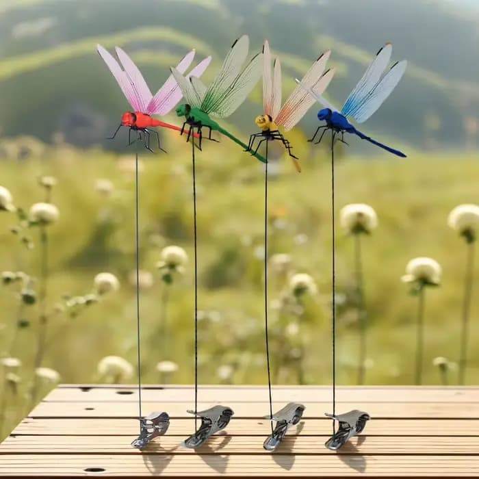 Clip d'insertion de libellule simulé, décoration de jardinage légère, pince à insectes, répulsif d'i