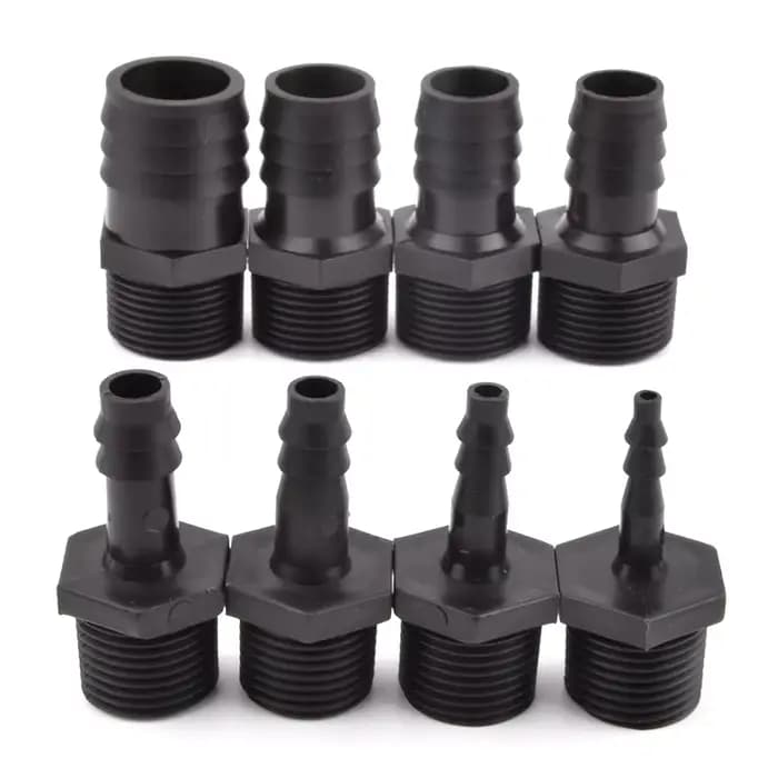 Raccord Pagode Noir G1/2'' 3/4'' à Filetage Externe pour Aquarium, Connecteur Droit pour Tuyau d'Irr