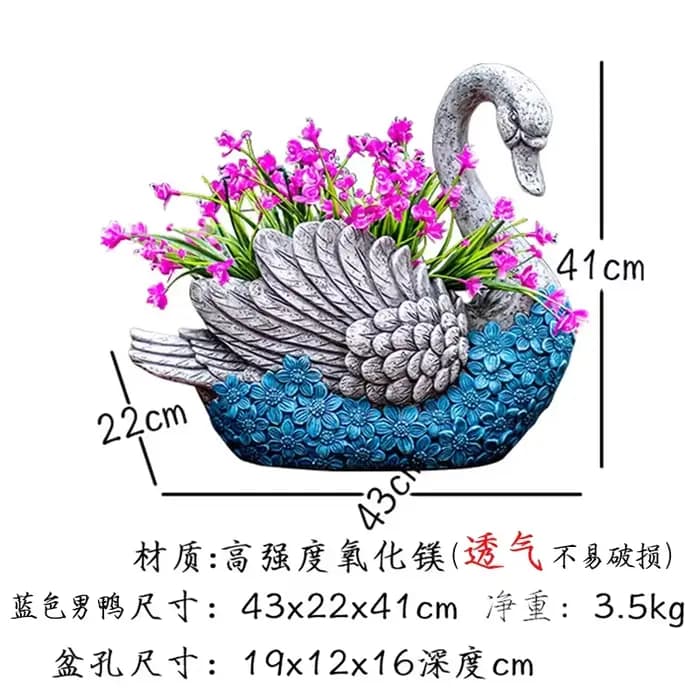 Pot de fleur créatif de canard de couple, sculpture animale de dessin animé, ornements pour jardin,