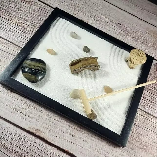 Plateau de sable pour jardin zen - Décoration de bureau - Artisanat et ornements anti-stress pour le