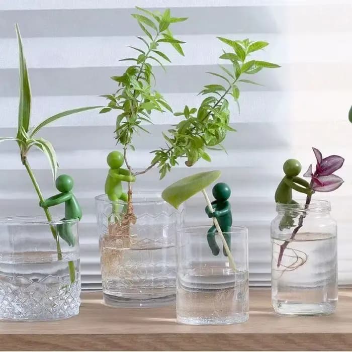 Lot de 3 supports de plantes hydroponiques en forme humaine, en plastique, pour la décoration de bur