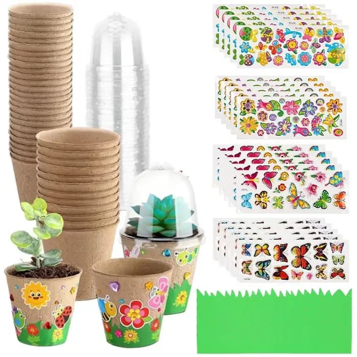 Pots de jardin artisanaux avec dôme, Kit d'artisanat en papier de jardin fait à la main avec feuille